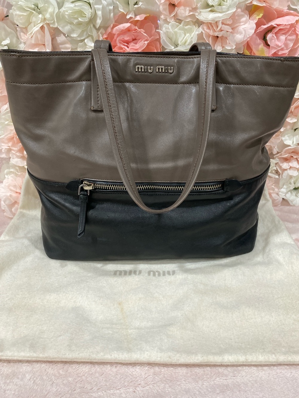 Miu Miu Vitello Leather Tote